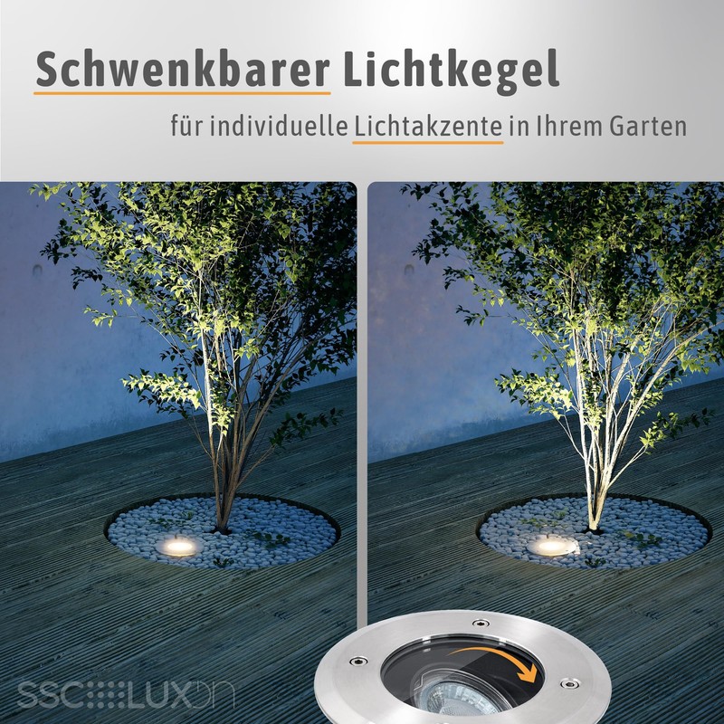 Juavi Pivoting Recessed Floor Spotlight with LED GU10