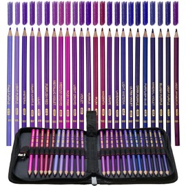ZZWUAPT Purple Colored Pencils,Oil Based Wooden Colored Pencil Set for Adults Coloring Books Drawing Sketching Art Supplies 24 Color