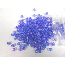 Miyuki 100 Miyuki Transparent Color-Lined Green & Red Glass TRIANGLE BEADS