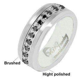 VPKJewelry Tungsten Carbide Silver 13 Black CZ Men Women Wedding Engagement Comfort Fit Band 8 or 6 mm Ring (tungsten 8 mm, 13)