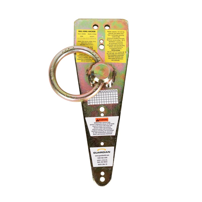 Guardian 00484 Bull Ring Fall Protection Anchor | Zinc-Plated Galvanized