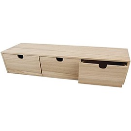 Rayher 6190300 Holzkommode mit 3 Schubladen, natur, 37,5 x 13 x 11,5 cm, Holz Kommödchen, Schubladenbox