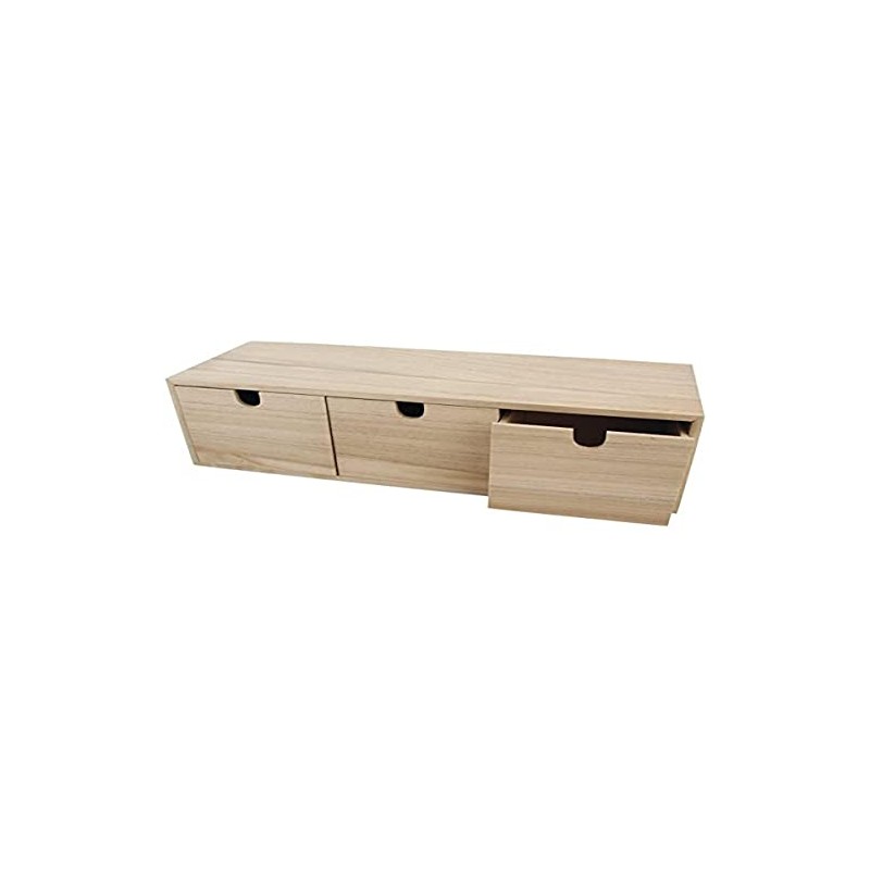 Rayher 6190300 Holzkommode mit 3 Schubladen, natur, 37,5 x 13
