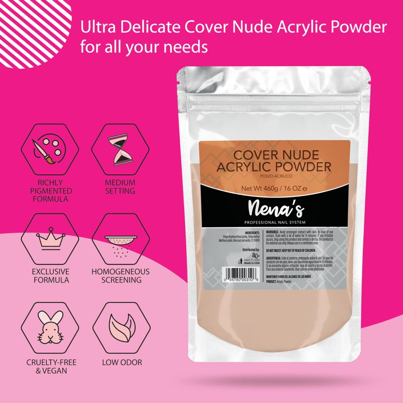 Nena's 16oz Acrylic Liquid monomer + 16oz Clear Acrylic Powder
