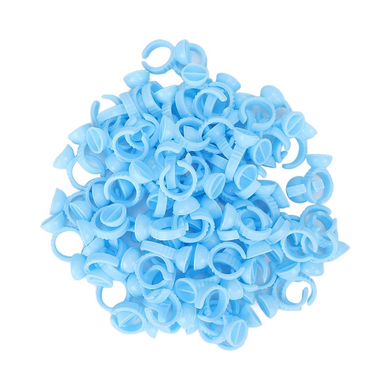 100PCS Glue Rings, Blue Remove Excess Glue Eyelash Extension Cups