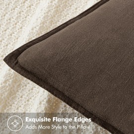 MIULEE Decorative Linen Pillow Covers 24x24 Inch Dark Coffee ​Boho Farmhouse​ ​Neutral Couch Throw Pillows for Bed Pack of 2 Accent Pillowcase Spring Modern Sofa Cushion Livingroom Home Decor