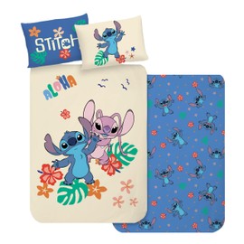 MTOnlinehandel Bed Linen 100 x 135 cm, Small Children's Bed Linen for Girls and Boys, 100% Cotton, 1 x Pillowcase 40 x 60 cm + Duvet Cover 100 x 135 cm (Stitch)