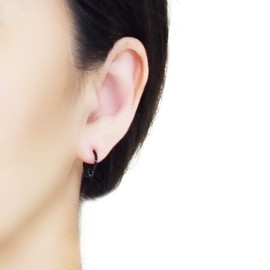 Miyabi Grace Men's BTS 12 mm Small Comfortable Black Plastic Invisible Clip On Hoop Earrings With Balls Unisex for guys Miyabi Grace