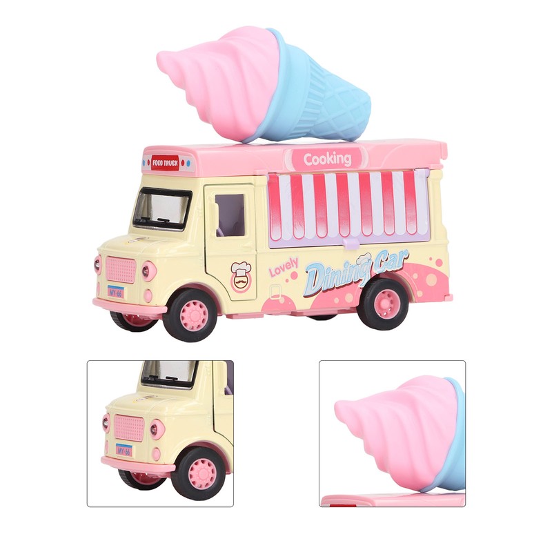 1:36 Magnetic Induction Alloy Die Cast Food Truck Kid Light