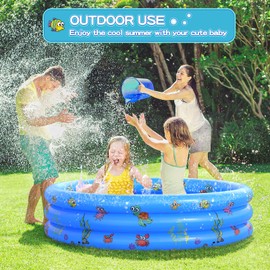VIVI MAO Garden Round Inflatable Baby Swimming Pool, Portable Inflatable Child/Children Little Pump Pool,Kiddie Paddling Pool Indoor&Outdoor Toddler Water Game Play Center for Kids/Girl/Boy