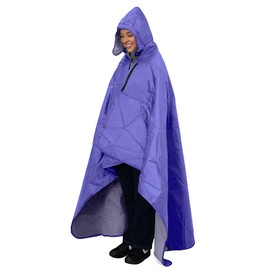 KawaGebo Kamp Large Outdoor Waterproof Blanket Extra Thick Fleece Stadium Blanket for Camping, Car, Pet, Picnics - Windproof, Wearable, Machine Washable 80" x 58" (Purple,Hooded)