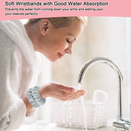 Pack of 8 Face Wash Bracelets, Microfibre Wrist Wash Band for Washing Face Absorbent Water Sweatband for Makeup Face Skin Care Spa Prevent Water in the Sleeves