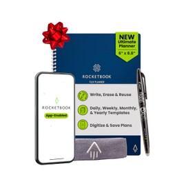 Rocketbook Flex Reusable Planner, Smart Undated, Daily, Weekly, Monthly, Annual Calendar Templates, Executive Size 6X8.8, Navy Blue (Pack of 1)