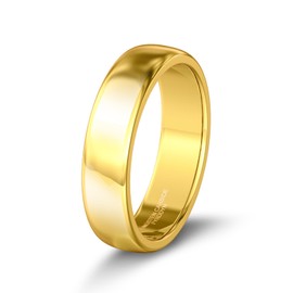 Fyrddyn 2mm 4mm 6mm 8mm Tungsten Men's Wedding band Hypoallergenic Gold Wedding Bands for Women Man Domed High Polish Gold Rings for Women Non Tarnish Comfortable and Durable Fit Size 6-13