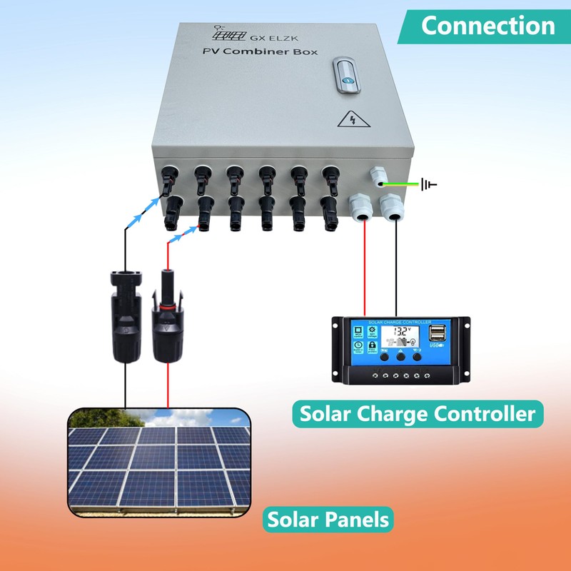 GXELZK Hardcover 6 Strings Solar Combiner Box 80A DC Main
