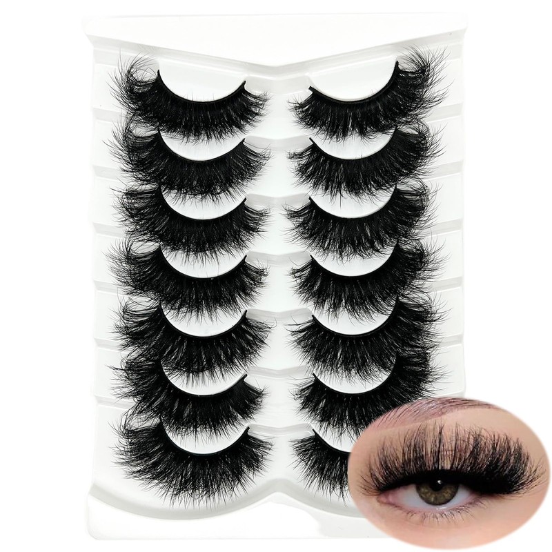 loladook Mink Lashes Fluffy Long 3D Faux Mink Wispy 20mm