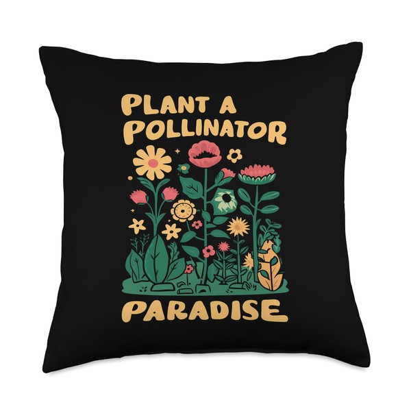 Pollinator Garden Design Wildlife Flowers Native Plants Throw Pillow