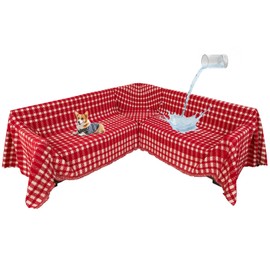 SYJOVIA 1OO% Waterproof Sectional Couch Covers for Dogs L Shaped Corner Sofa Cover Washable Chenille Sofa Slipcovers Blanket Modern Jacquard Pet Furniture Protector (91"x252", Red Checkered)