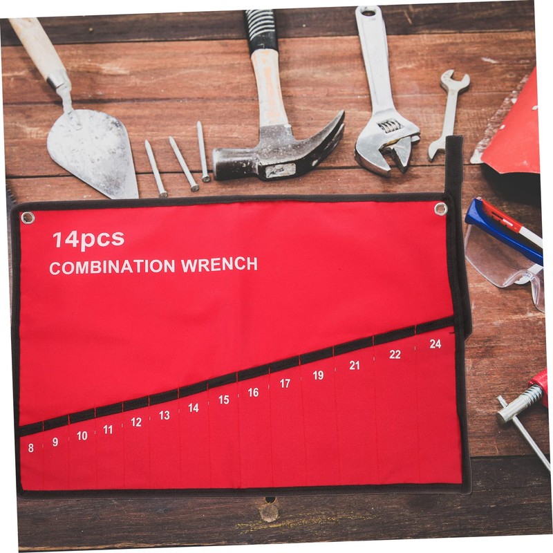 Operitacx 14 Slot Canvas Tool Roll Bag Electrician Storage Pouch