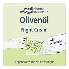 Medipharma Cosmetics Olivenol Night Cream - Moisturising Night Face Cream 50 ml - Anti-Ageing Treatment with Olive Oil, Jojoba Oil and Karite Butter for Dry Skin (Men and Women)