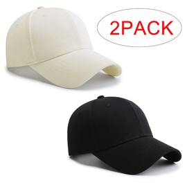 PFFY 2 Packs Baseball Cap Golf Dad Hat for Men and Women Hat Black+Beige