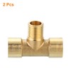 sourcing map Brass Tee Pipe Fitting, 1/4" x 1/4" x