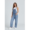 Ladyful Women's Denim Overall Casual Straight Wide Leg Bib Jeans
