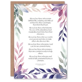 Artery8 Christian Birthday Card Modern Blessed Beatitudes Pope Francis Quote Violet Blank Card For Him Or Her