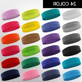 24-Color Sports Headband & Wrist Sweatband for Exercise Sports Hot Pink 5ea