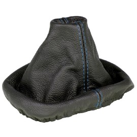 L & P Car Design Shift Boot Cover Genuine Leather Compatible with VW Golf MK4 4 IV for Bora MK4 for Jetta MK4 1997-2006 Manual Transmission Black Blue Stitch