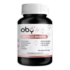Oby Pure Inositol Myo Inositol Y D-chiro Inositol 120 Capsulas de 701mg Con Acido Folico, Hierro Y Extracto Arandano