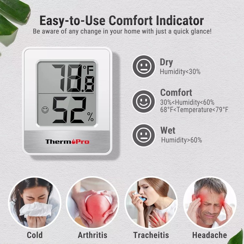 ThermoPro TP49 3 Pieces Digital Hygrometer Indoor Thermometer Humidity Meter