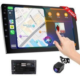 Wireless Double Din Car Stereo with Apple CarPlay/Android Auto,Carplay Screen for Car,Voice Control with Backup Camera,Bluetooth,Navigation, Mirror Link (9 Inch)