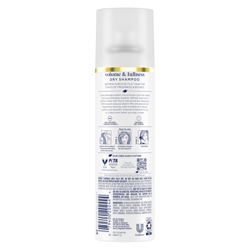 Dove Dry Shampoo Spray, Volume & Fullness, Absorbs Oil to