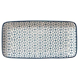 Bloomingville Kristina Retro Serving Plate Square Vintage Rectangular L 31 x H 3 x W 15.5 cm Blue Ceramic