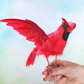 Factory Direct Craft Rich Red Flying Artificial Cardinal Bird with Attached Wire on Feet for Crafting, Christmas Tree Ornaments, Nature Displays and Home Décor