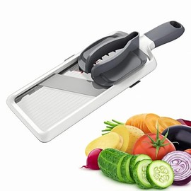 Handheld Mandoline Slicer, 3 Adjustable Thickness Settings, Kitchen Vegetable Chopper with Safety Guard