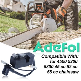 Ignition Coil Module for 4500 5200 5800 45cc 52cc 58cc Chainsaw, Adefol Ignition Coil Module with Adjustment Screw, Spark Plug, Professional Replacement Parts for Chainsaw Accessories