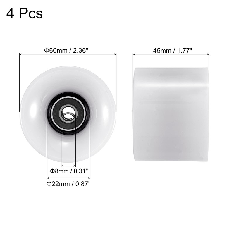 PATIKIL 60mm Longboard Wheels with Bearings ABEC-9, 4 Pack Street
