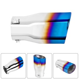 Unbranded JDM Titanium Burnt Blue Tip Stainless Exhaust Muffler 2.5" Inlet - 3" Outlet