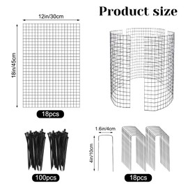 6 Pack 18'' x 12'' Large Wire Plant Protector from Animals, 18 Pcs Metal Plant Cage Chicken Wire Cloche with Ground Stakes and Nylon Tie to Keep Animals Out, Garden Protection Bunny Barricade