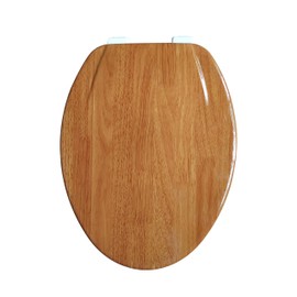 J&V Textiles Elongated Toilet Seat With Easy Clean & Change Hinge (Wooden)