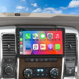 4GB RAM + 64GB ROM Android Car Radio for Dodge Ram 1500/2500/3500 2009-2012, for Jeep Wrangler JK 2007-2018, – 10.2" Touchscreen with Wireless Carplay & Android Auto & Bluetooth