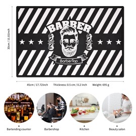 Barber Clipper Mat, Rubber Scissors Salon Mat, 17.72 x 11.81 inches, Heavy Duty Rubber Barber Table Pad, Heat-resistant Styling Station Mat (Black)