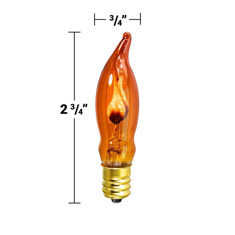 Orange Amber C7 (CA10) Flicker Flame String Light Bulbs (2-Pack)