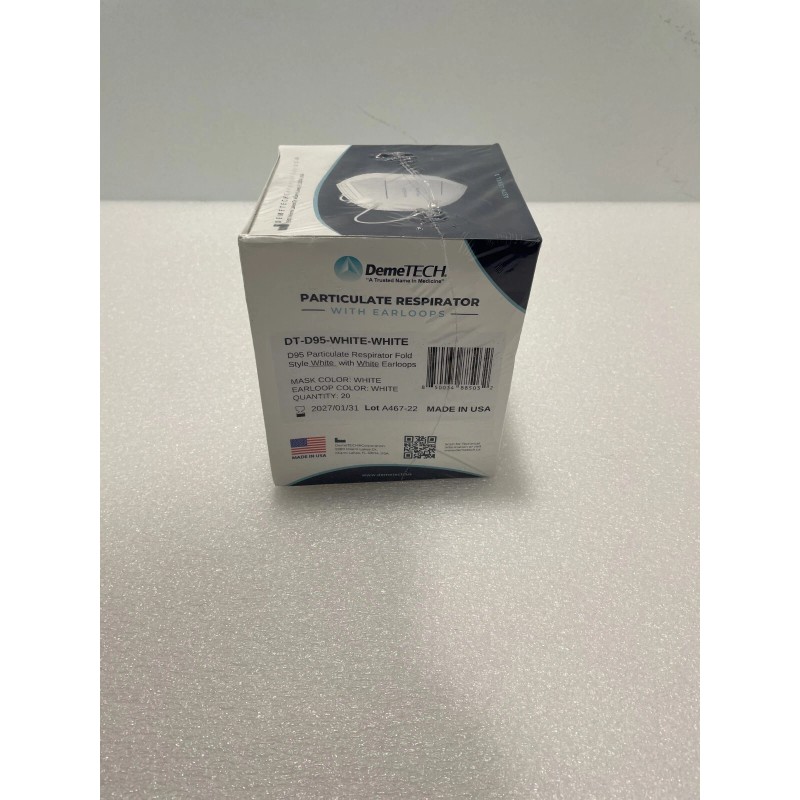 DEMETECH DT-D95 WHITE Respirator Face Mask, Pack of 20