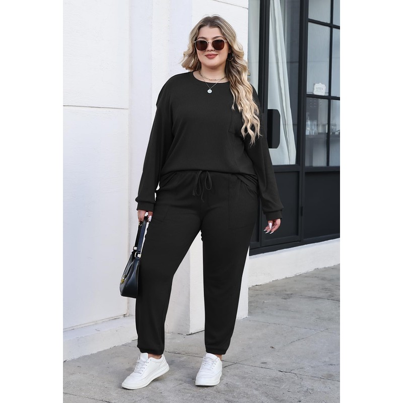Nemidor Womens Plus Size 2 Piece Fall Matching Lounge Sets