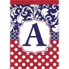 Monogram A Red White Polka Dot and Filigree Blue 18