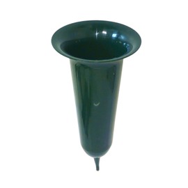 BURI Individual Grave Vase with Ground Spike 35 x 13 cm Green Plastic Cemetery Vase Grave Decoration Flower Vase for the Cemetery Cemetery Decoration with Ground Spike Dark Green