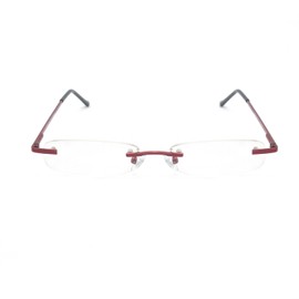 EYE ZOOM 3 Pack Rimless Reading Glasses with Slim Wine Red and Silver Case for Men and Women, +1.50